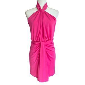 NWTs Cinq A Sept | Pink Kaily Draped Halter Dress Size 8